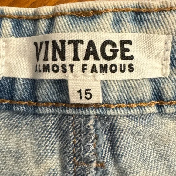 Almost Famous Vintage Jeans Size 15 Acid Wash Patch Distressed Destroyed Flare - Picture 13 of 16